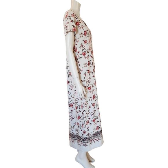 Vintage 90s Day Dress size 4 Emma James Floral Linen Rayon Blend Midi Length - Picture 5 of 9